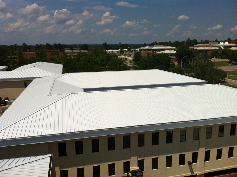 Image of a standing seam metal roof on a government building